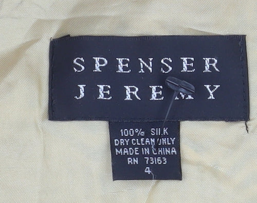 Spenser Jeremy Women’s Beige Silk Geometric Short Sleeve Blouse Size 8