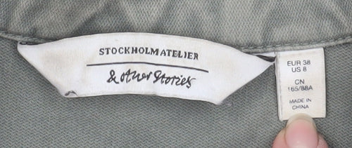 & Other Stories Womens Green Cotton Military Jacket Size 10