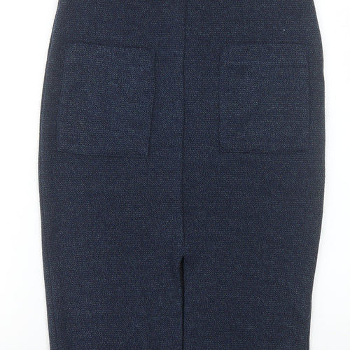 Next Women Blue Knit Pencil Skirt Size 8 Workwear Style
