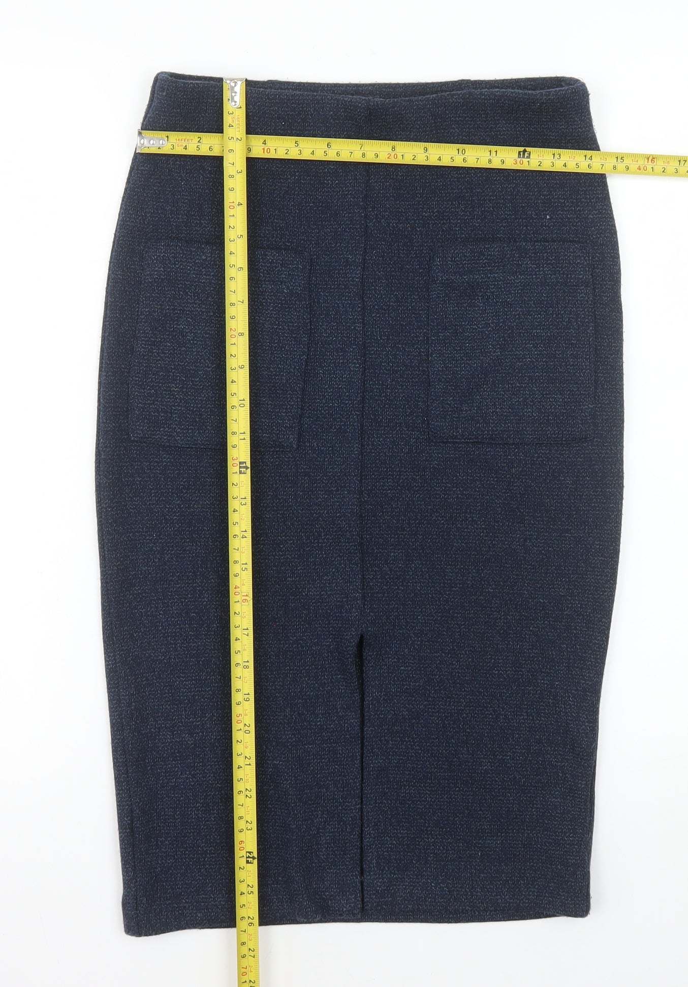 Next Women Blue Knit Pencil Skirt Size 8 Workwear Style
