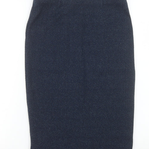 Next Women Blue Knit Pencil Skirt Size 8 Workwear Style