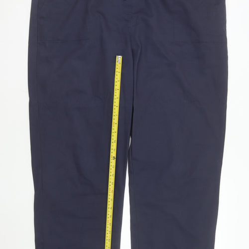 Cotton Traders Women Navy Blue Size 22 Drawstring Cotton Trousers