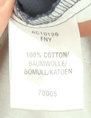 Cotton Traders Women Navy Blue Size 22 Drawstring Cotton Trousers