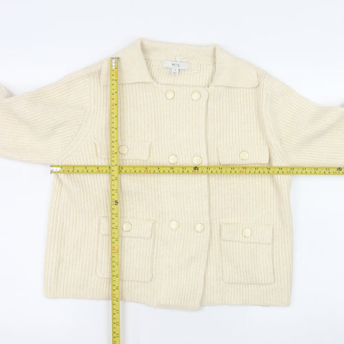 Marks and Spencer Women's Ivory Collared Button Knit Cardigan M