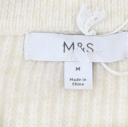 Marks and Spencer Women's Ivory Collared Button Knit Cardigan M