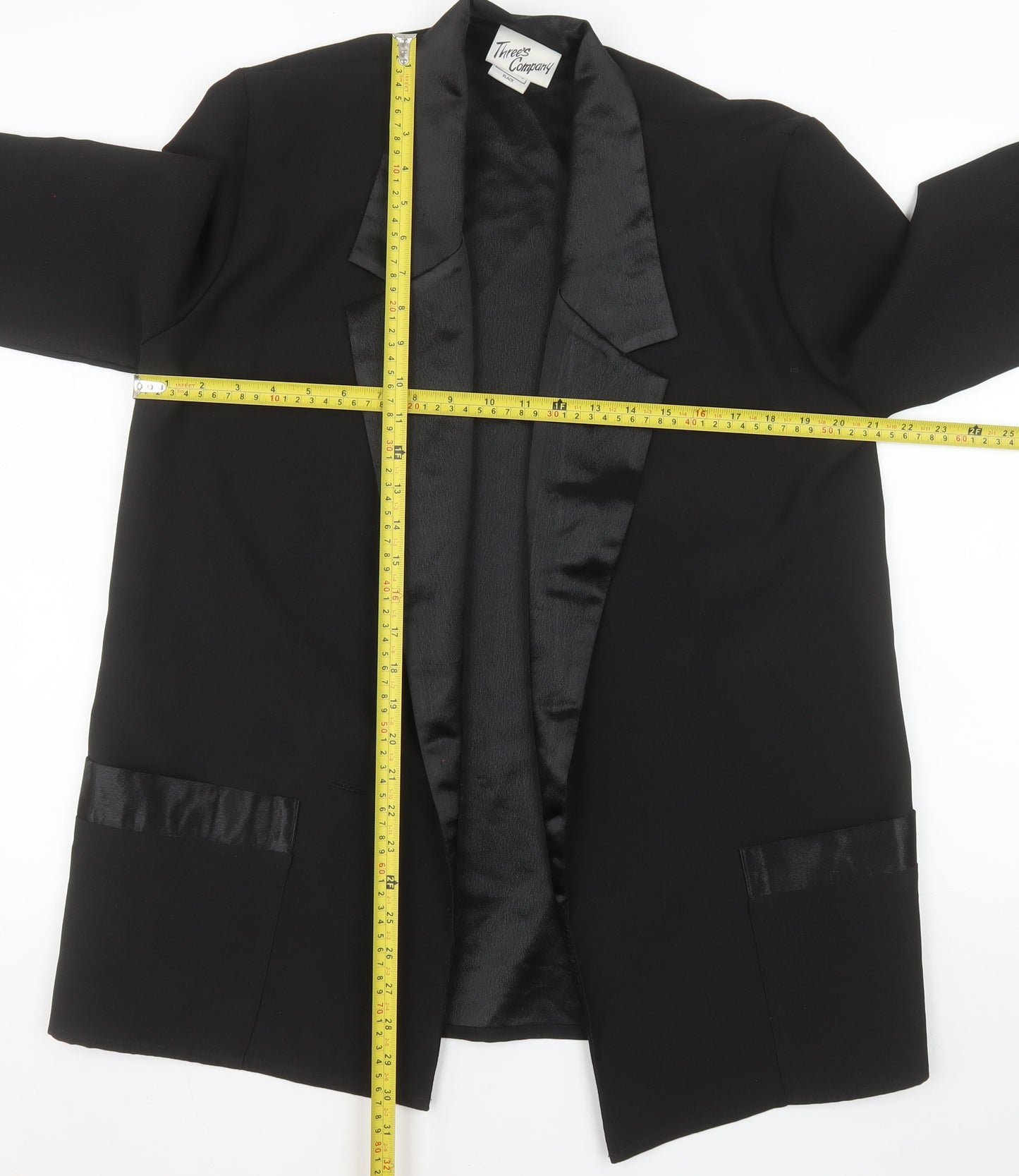 Three's Company Women's Black Size 12 Tuxedo Blazer Jacket