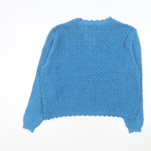 Marks and Spencer Women's Blue Knit V-Neck Button Cardigan Size L