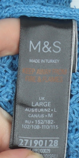 Marks and Spencer Women's Blue Knit V-Neck Button Cardigan Size L