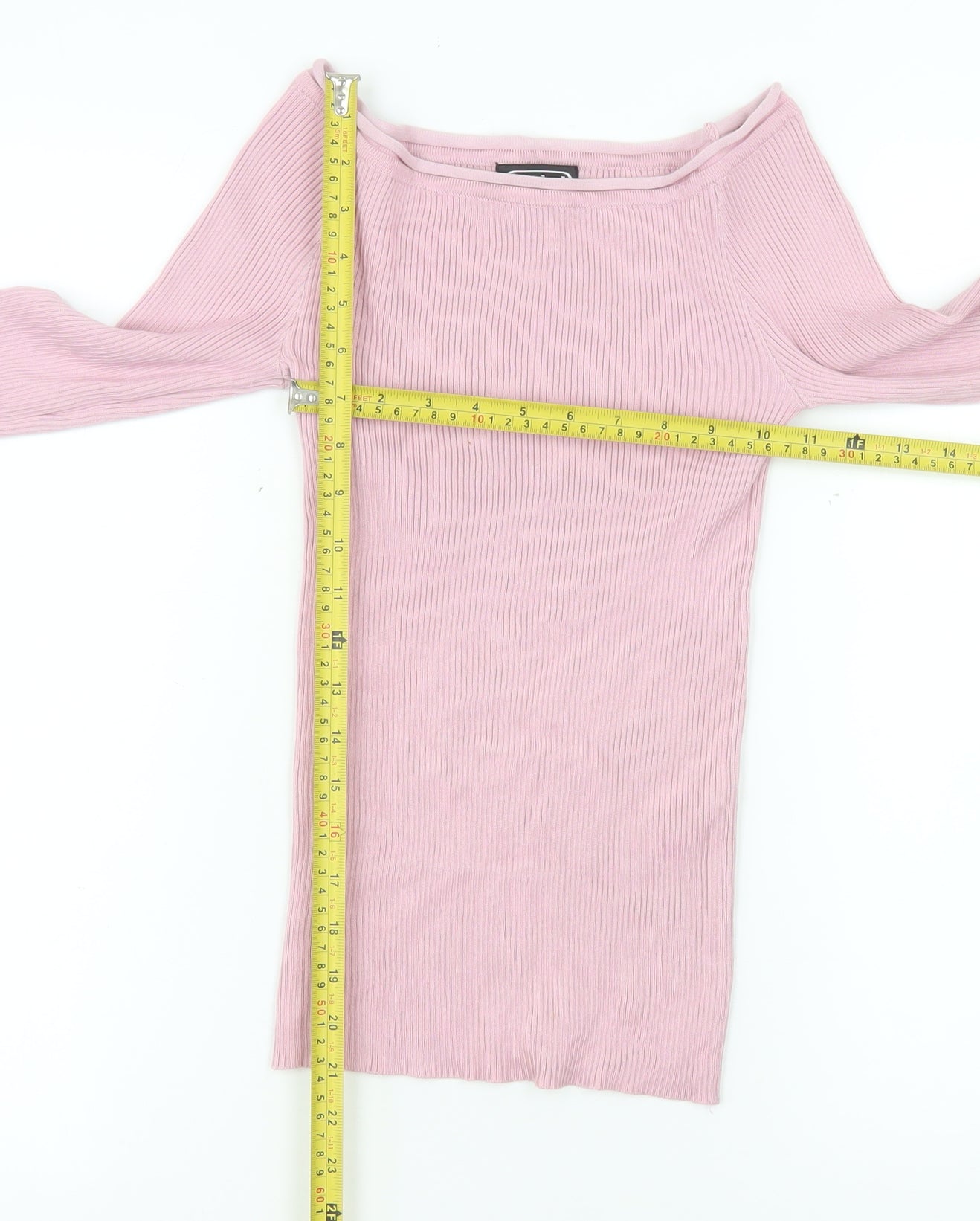 Cashel Women Pink XL Knit Boat Neck Bell Sleeve Blouse
