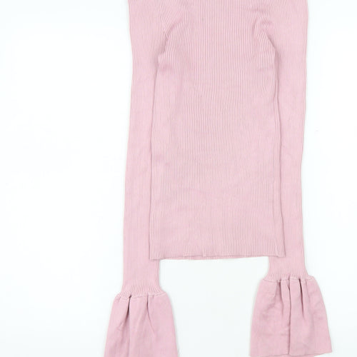 Cashel Women Pink XL Knit Boat Neck Bell Sleeve Blouse