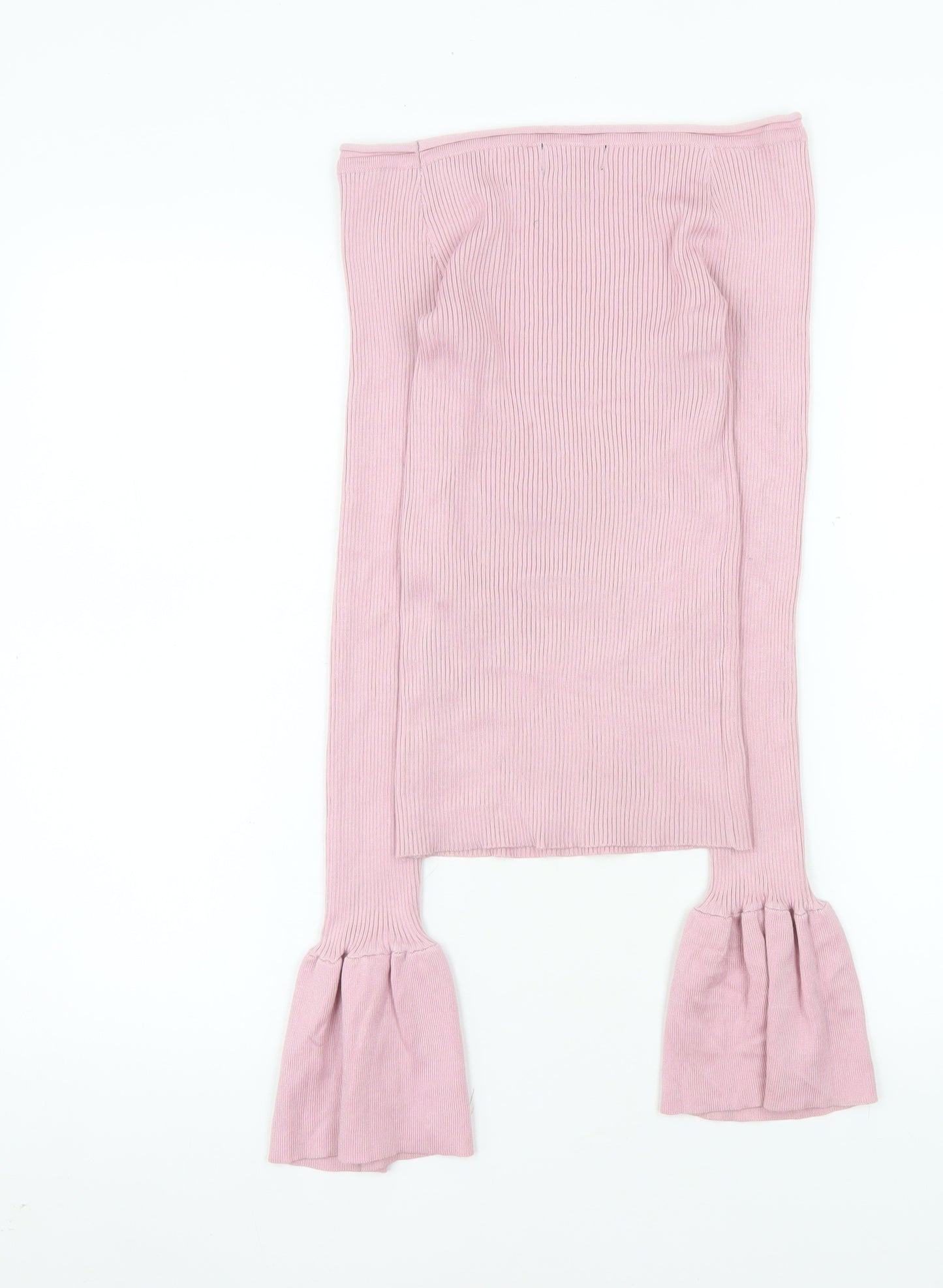 Cashel Women Pink XL Knit Boat Neck Bell Sleeve Blouse