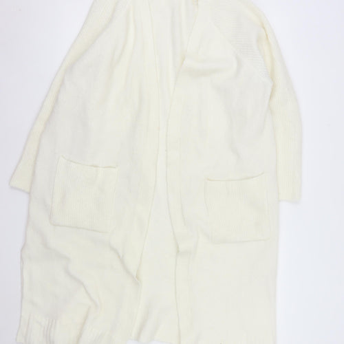 Next Women Ivory Long Sleeve Open Knit Cardigan L
