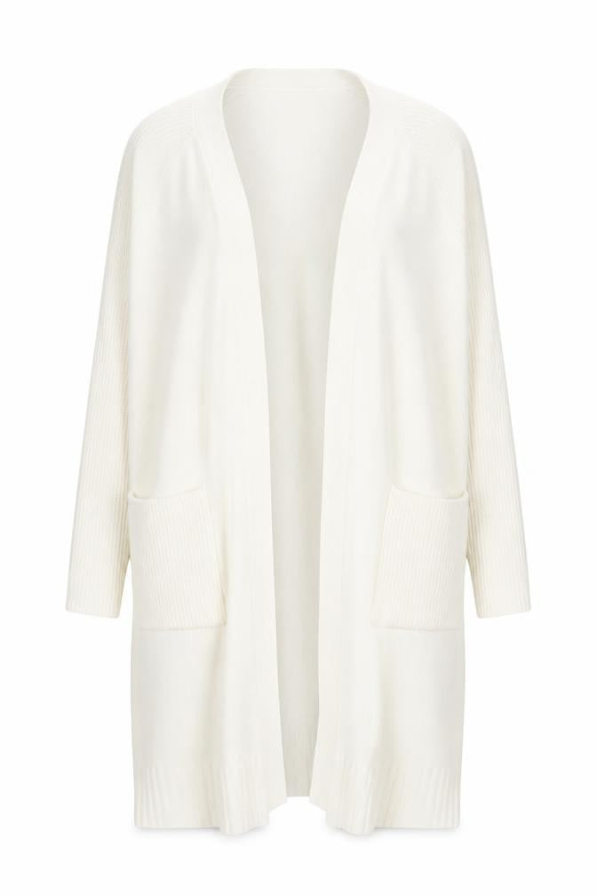 Front view of Next Women Ivory Long Sleeve Open Knit Cardigan L
