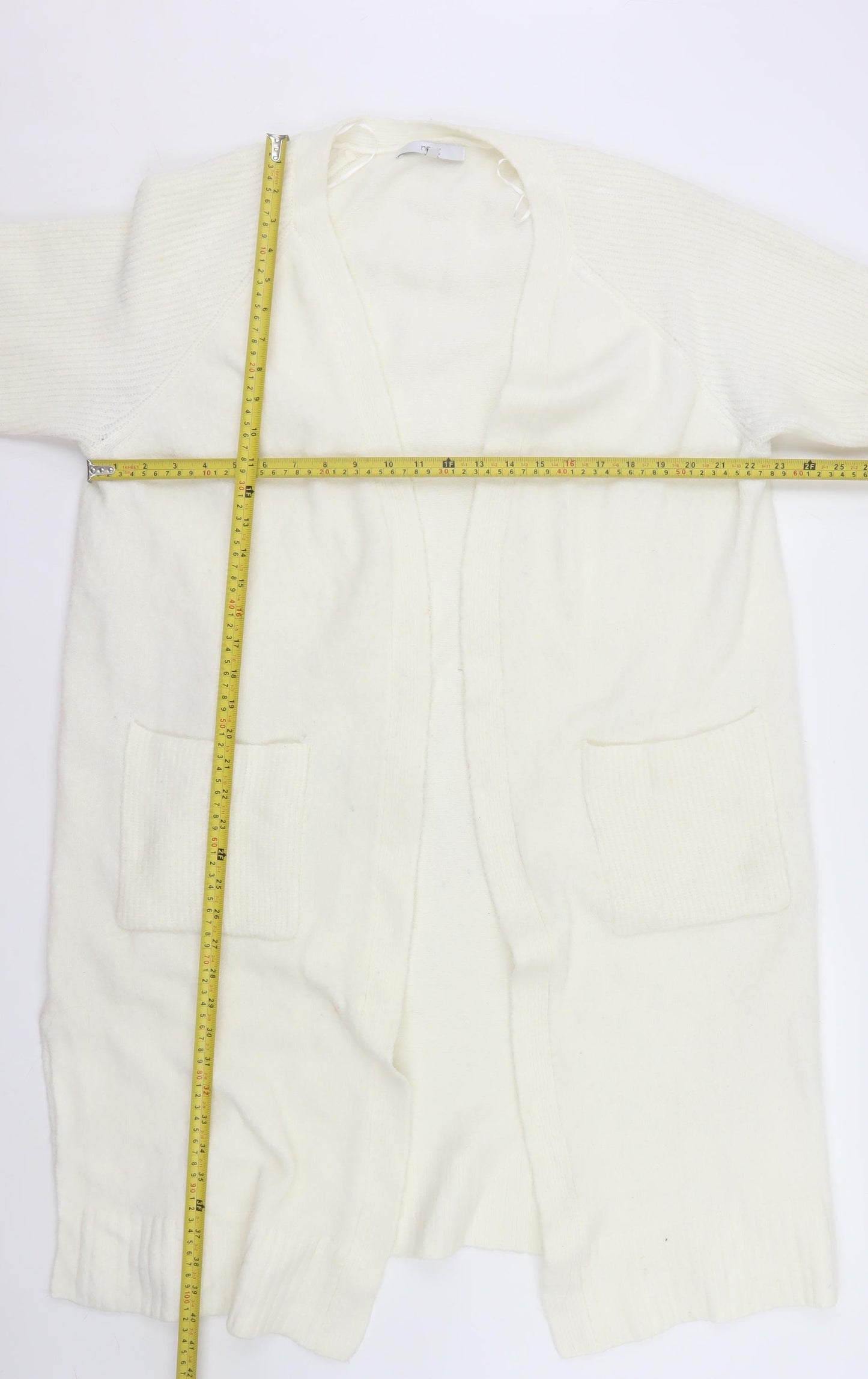 Next Women Ivory Long Sleeve Open Knit Cardigan L