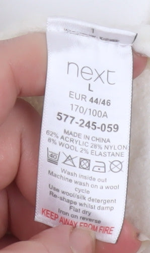 Next Women Ivory Long Sleeve Open Knit Cardigan L