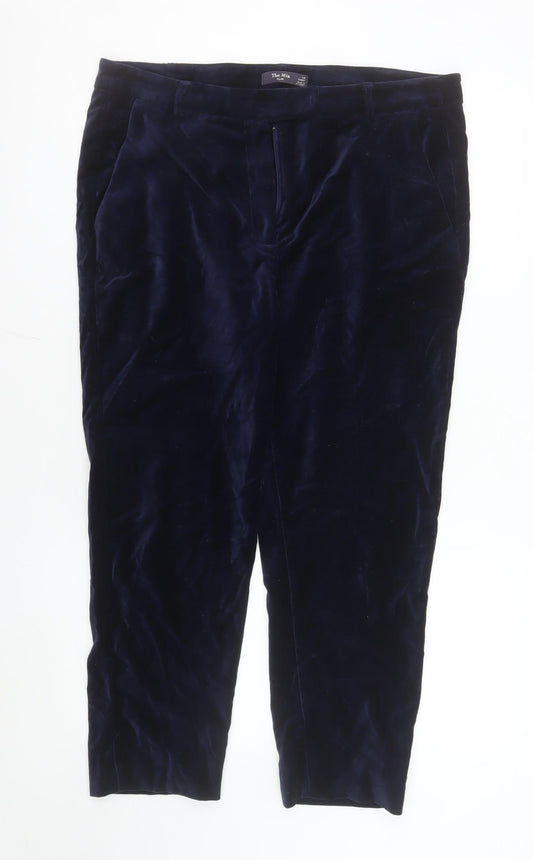 Marks and Spencer Women's Blue Velvet Straight Trousers Size 14