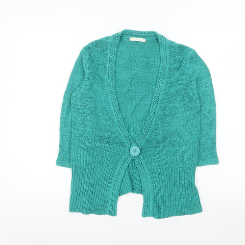 Marks and Spencer Women's Green Knit Cardigan UK 8 V-Neck Button Front