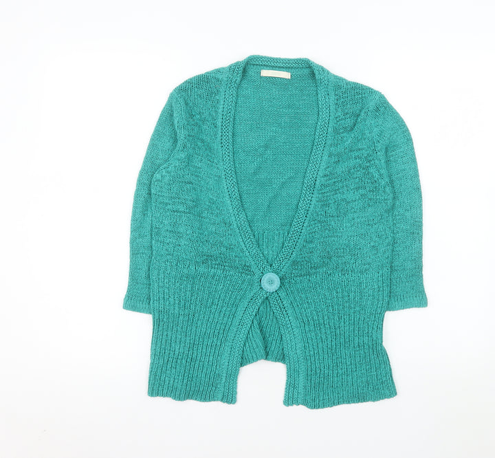 Marks and Spencer Women's Green Knit Cardigan UK 8 V-Neck Button Front