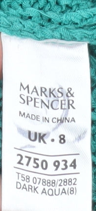 Marks and Spencer Women's Green Knit Cardigan UK 8 V-Neck Button Front