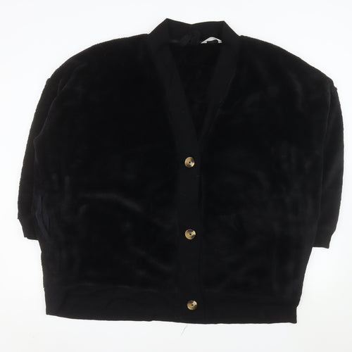 Marks and Spencer Womens Black XL Velour Button Jacket