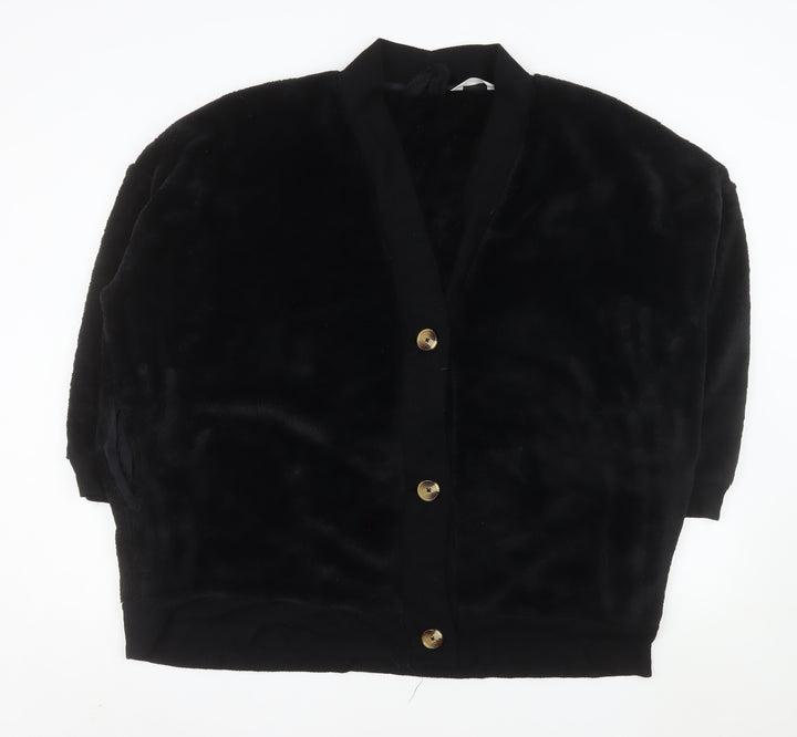 Marks and Spencer Womens Black XL Velour Button Jacket