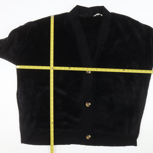 Marks and Spencer Womens Black XL Velour Button Jacket