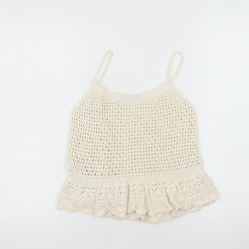 ONLY Womens Ivory Crochet Ruffle Camisole Tank Top M