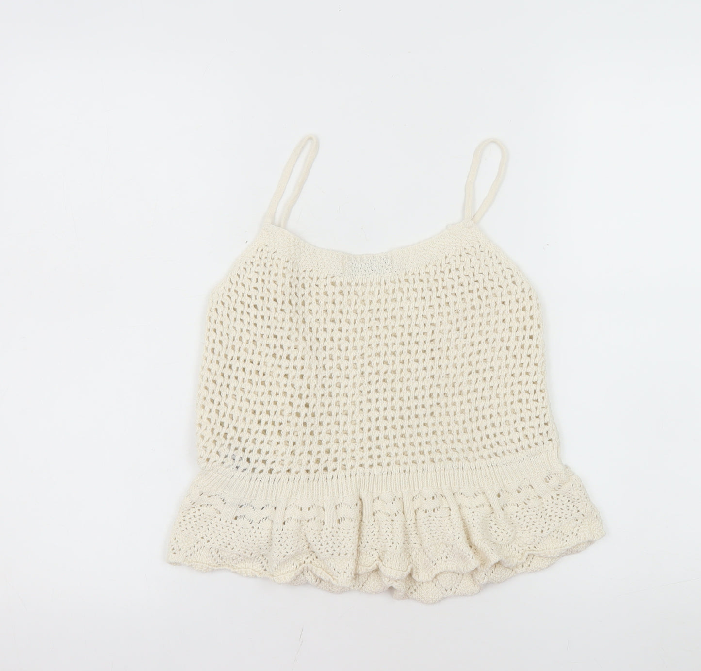 ONLY Womens Ivory Crochet Ruffle Camisole Tank Top M