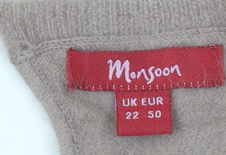 Monsoon Women’s Beige Angora Blend Pullover Jumper Size 22