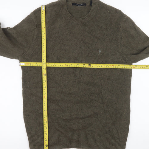 AllSaints Men's Green Wool Blend Crew Neck Jumper Size S