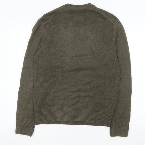 AllSaints Men's Green Wool Blend Crew Neck Jumper Size S