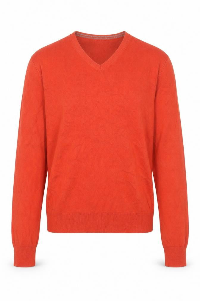 Banana Republic Men's Orange Silk Blend V-Neck Jumper M