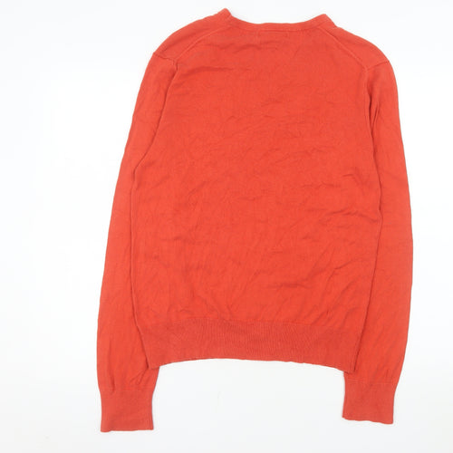 Banana Republic Men's Orange Silk Blend V-Neck Jumper M