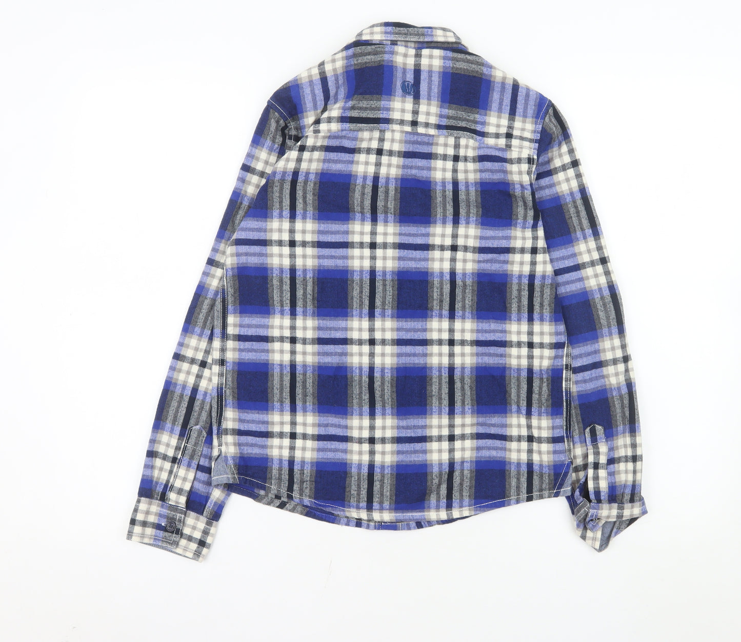 Fat Face Boys Blue Checked Long Sleeve Button-Up Shirt 12-13 Years Cotton