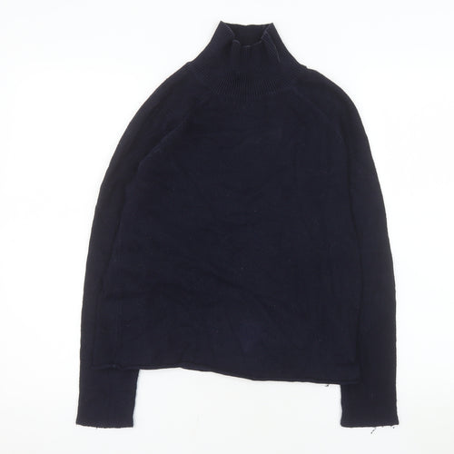 Whistles Women's Blue High Neck Cotton Blend Jumper Size 6