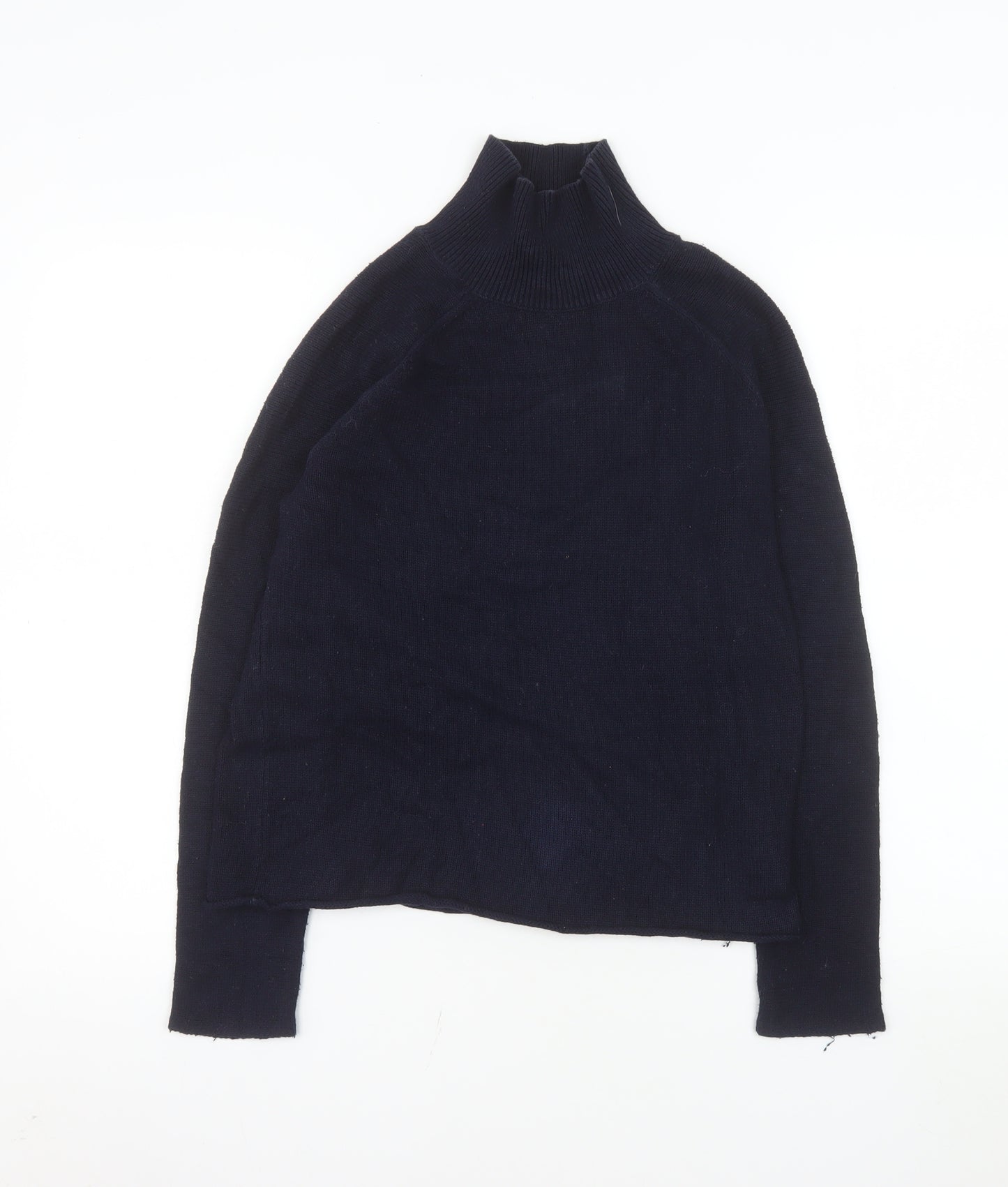 Whistles Women's Blue High Neck Cotton Blend Jumper Size 6