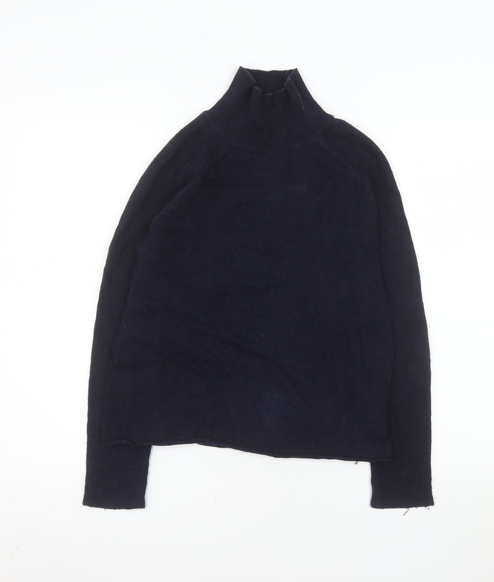 Whistles Women's Blue High Neck Cotton Blend Jumper Size 6