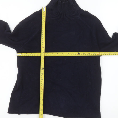 Whistles Women's Blue High Neck Cotton Blend Jumper Size 6