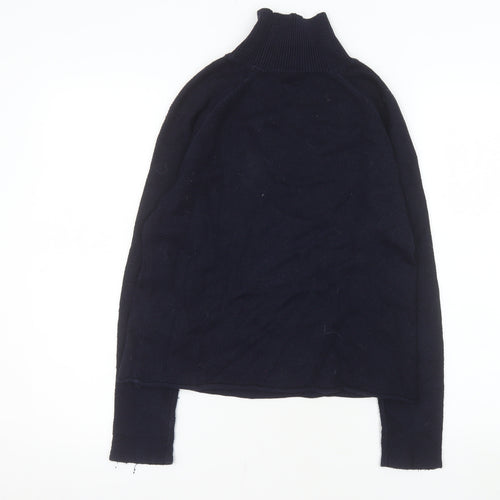 Whistles Women's Blue High Neck Cotton Blend Jumper Size 6