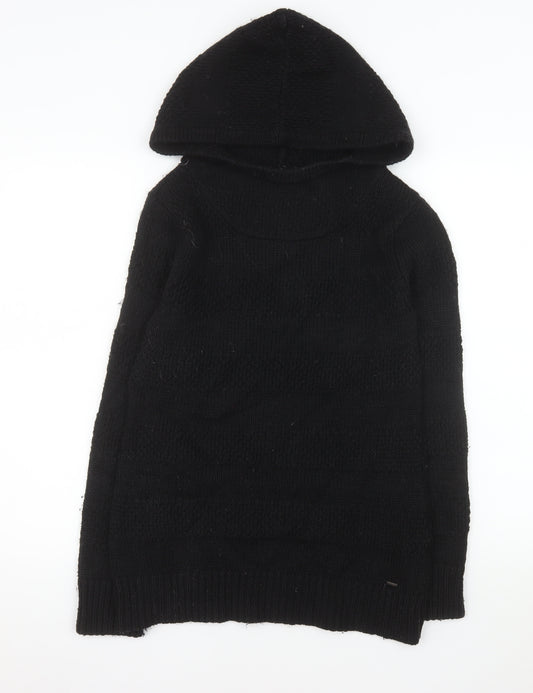 Animal Womens Black Hooded Knit Jumper Size 8 Wool Blend