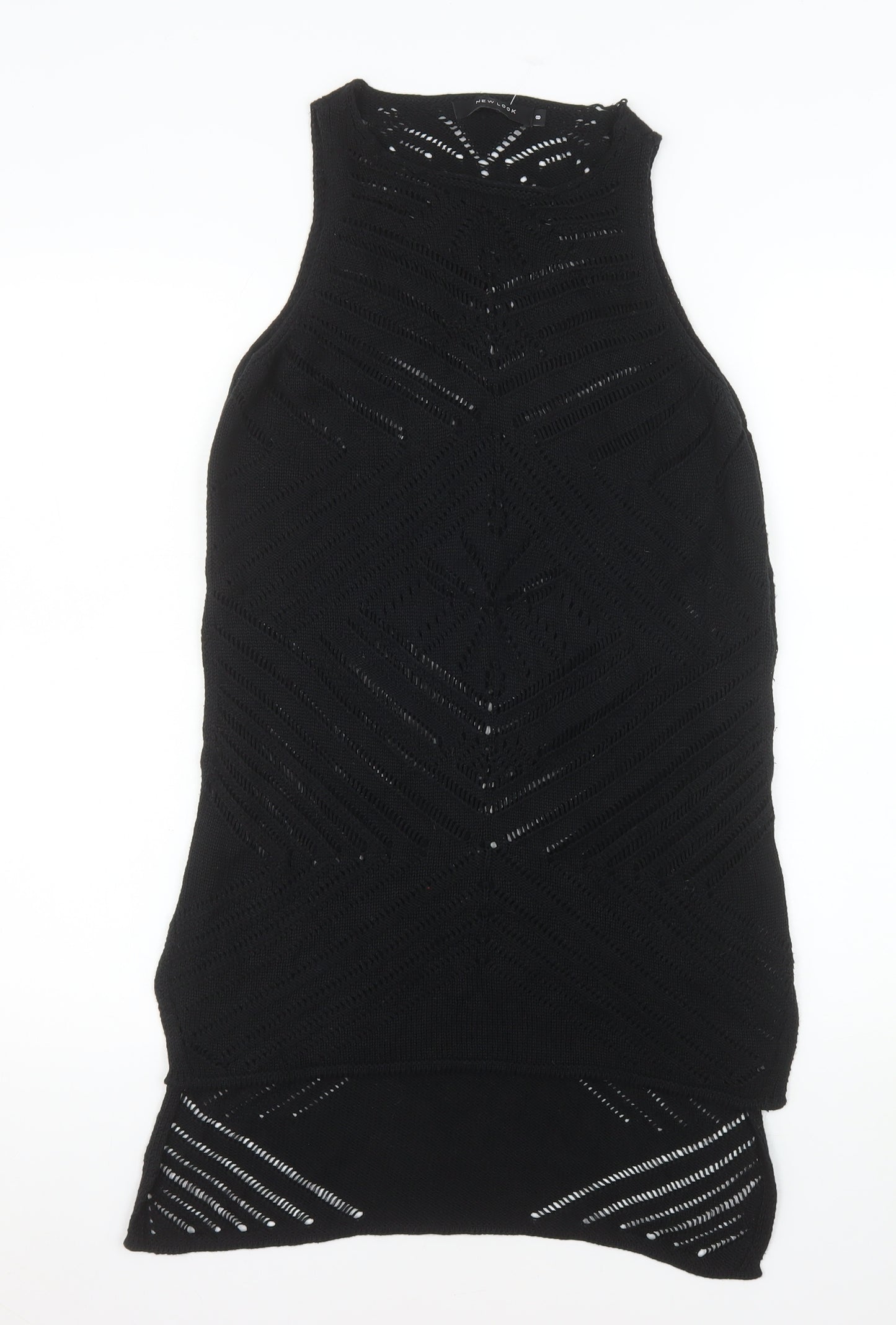 New Look Women’s Black Crochet Knit Sleeveless Midi Dress Size 8