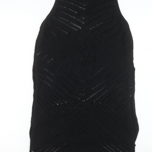 New Look Women’s Black Crochet Knit Sleeveless Midi Dress Size 8