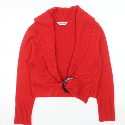 Kaleidoscope Women Red Belted Cardigan UK 14 Wool Blend Knitwear