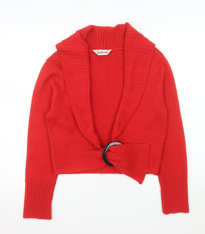 Kaleidoscope Women Red Belted Cardigan UK 14 Wool Blend Knitwear