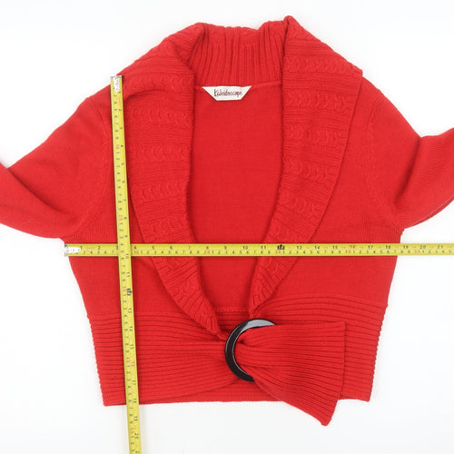 Kaleidoscope Women Red Belted Cardigan UK 14 Wool Blend Knitwear