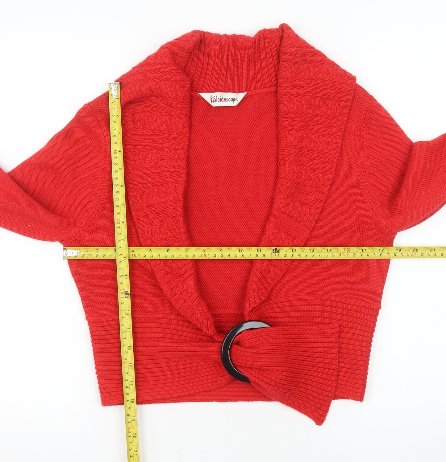 Kaleidoscope Women Red Belted Cardigan UK 14 Wool Blend Knitwear