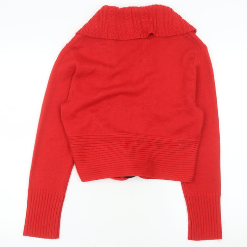 Kaleidoscope Women Red Belted Cardigan UK 14 Wool Blend Knitwear