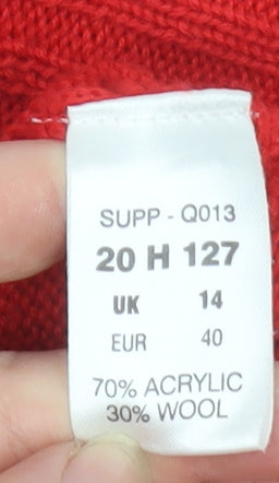 Kaleidoscope Women Red Belted Cardigan UK 14 Wool Blend Knitwear