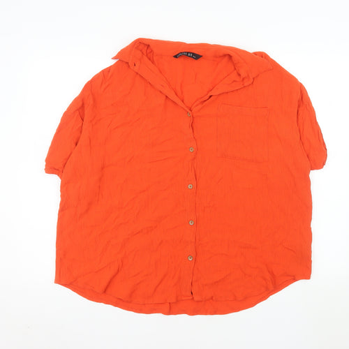 Yours Womens Orange Button-Up Short Sleeve Relaxed Shirt Size 18