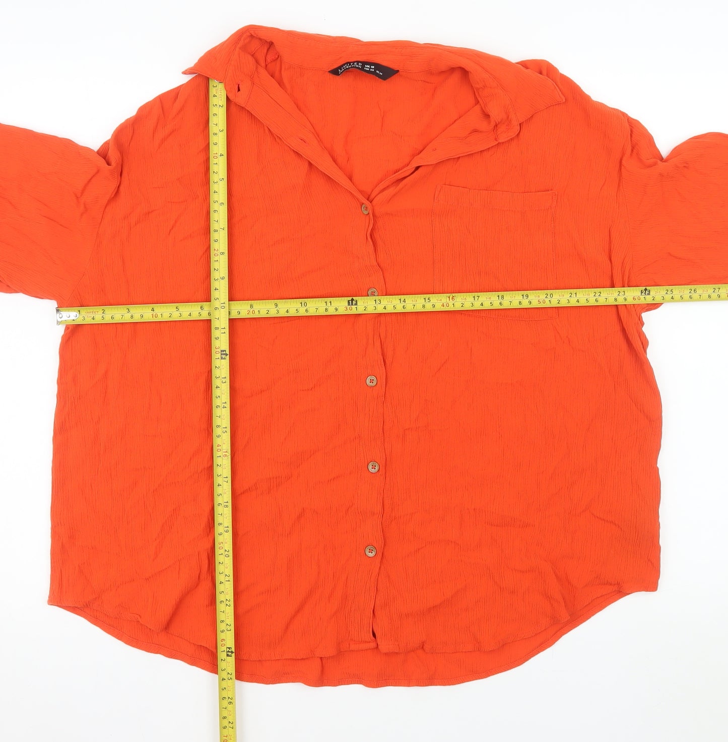 Yours Womens Orange Button-Up Short Sleeve Relaxed Shirt Size 18